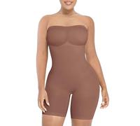SHAPELLX Women's Shapewear Bodysuits Tummy Control Butt Lifter Body Shaper Strapless Seamless Mid Thigh Jumpsuit Tops, A1-light Coffee-shorts, M/L