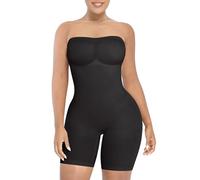 SHAPELLX Women's Shapewear Bodysuits Tummy Control Butt Lifter Body Shaper Strapless Seamless Mid Thigh Jumpsuit Tops, A1-black-shorts, M/L
