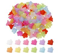 Shapenty 12 Colors 14x10mm Small Acrylic Frosted Bell Trumpet Flower Bead End Cap Floral Spacer Beads Bulk for Earring Bracelet Necklace Jewelry Making Phone Strap Hanging Charms Women Craft, 120PCS