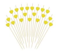 Shapenty 4.7 Inch Bamboo Heart Shaped Cocktail Pick Sticks Garnish Fruit Appetizer Toothpick Skewers for Cake Toppers Drink Wedding Anniversary Valentine’s Day Christmas Party Decor, 100PCS (Yellow)