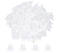Shapenty Acrylic Frosted Bell Trumpet Flower Bead End Cap Floral Spacer Bead Caps for Earring Bracelet Necklace Jewelry Making Phone Strap Hanging Charms Women Adult Craft, 50PCS (Clear, 18x15mm)