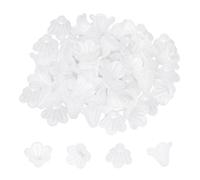 Shapenty Acrylic Frosted Bell Trumpet Flower Bead End Cap Floral Spacer Bead Caps for Earring Bracelet Necklace Jewelry Making Phone Strap Hanging Charms Women Adult Craft, 50PCS (Clear, 14x10mm)