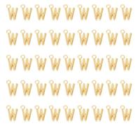 Shapenty KC Gold Alloy Metal Alphabet Letter Charms Spacer Beads Bulk for DIY Craft Bracelet Necklace Pendant Keychain Jewelry Making Wedding Favors Christmas Thanksgiving Decor (Letter W, 50)