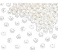 Shapenty Round Plastic Pearl Bead Decorative Buttons Bulk for Sewing Crochet Garment Wedding Dress Shirts Skirt Sweater Jewelry Making Padded Hangers DIY Craft Projects Satin, 100PCS (Beige, 8mm)