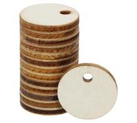 Shapenty Small Blank Wood Circle Pendants Round Wooden Pieces Disks with Hole for Earring Keychain Christmas Ornaments Gift Tags Embellishments Markers Wine Charms DIY Craft Project, 50PCS (20mm)