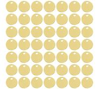 Shapenty Small Round Stainless Steel Flat Blank Stamping Tag Pendants Mini Discs for Bracelet Earring Necklace Chain Charms Jewelry Making Specialized Number Alphabet Stamping, 50PCS (Gold, 8MM)
