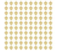 Shapenty Vintage Hollow Heart Pendant Charms Bulk for Earring Necklace Bracelet Keychain Jewelry Making Valentine’s Day Wedding Table Favors Christmas Ornament Party Decor, 100PCS (Gold)