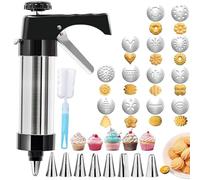 Shaper Press Stainless Steel Kitchen Tool with 13 Discs 8 Pocket Nozzles Spritz Biscuit Pusher for Kitchen Christmas Pastry Spice Decoration Parties Cake
