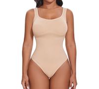 SHAPERIN Shapewear Bodysuit for Women Tummy Control Thong Body Shaper Compression Leotard Backless Bodysuits Camisole Top, Nude-1, M