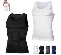Shaperluv for Men, Shaperluv Tank 2.0 Mens, Camisas De Compresion para Hombre (Black+White, Large)