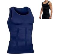 Shaperluv for Men, Shaperluv Tank 2.0 Mens,Compression Vest Top,Shaperluv Tank for Men,Guys Compression Body Shaper Tummy Vest (Blue, 2XL)