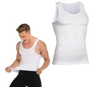 SHAPERLUV - Men's Slimming Vest & Body Shaper: Instant Belly Shaping & Tummy Control. Compression Vest Top, Belly Slimming Shaper Undershirt (White, M)
