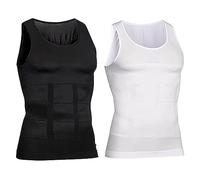 SHAPERLUV - SHAPERLUV Male Shaper Tank, Men's Slimming Undershirt, Black+White, 3XL