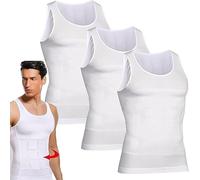 Shaperluv Tank 2.0 Men's Compression Body Shaper Tummy Vest (UK, Alpha, M, Regular, White 3PC)