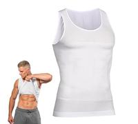 Shaperluv Tank 2.0, Shaperluv Male Shaper Tank, Tummy Control Body Shaper Compression Vest for Men (White, L)