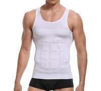 Shaperluv Tank 2.0, Shaperluv Tank 2.0 Mens, Shaperluv Male Shaper Tank, Guys Compression Body Shaper Tummy Vest (White,Medium)