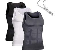 Shaperluv Tank 2.0, Shaperluv Tank 2.0 Mens, Shaperluv Tank for Men,Guys Compression Body Shaper Tummy Vest (UK, Alpha, L, Regular, Regular, Standard, Black+White+Gray)