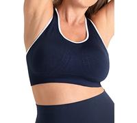 SHAPERMINT Sports Bras for Women - Sports Bra - Womens Workout Tops - Wireless Bra, Navy with White Trim, 3X-Large