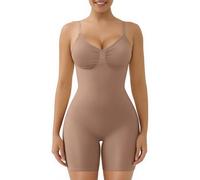 SHAPERX Body Shaper for Women Mid Thigh Shapewear Seamless Compression Bodysuit with Removable Pads, UK-SZ5468-Sienna-2XL-Plus