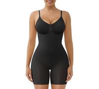 SHAPERX Body Shaper for Women Mid Thigh Shapewear Seamless Compression Bodysuit with Removable Pads, UK-SZ5468-Black-2XL-Plus