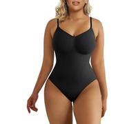 SHAPERX Bodysuit for Women Seamless Body Shaper Tummy Control Shapewear Thong Adjustable Strap, UK-SZ5215-Black-4XL