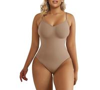 SHAPERX Bodysuit for Women Seamless Body Shaper Tummy Control Shapewear Thong Adjustable Strap, UK-SZ5215-Sienna-2XL/3XL