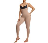 SHAPERX Shapewear for Women Tummy Control Body Shaper Full Bodysuit Shaping Leggings with Adjustable Shoulder Straps, UK-SZ5802-Sienna-S/M