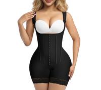 SHAPERX Shapewear for Women Tummy Control Fajas Colombianas Body Shaper Open Bust Bodysuit Postpartum Girdles Compression Garment Butt Lifter, UK-SZ7306-Black-M