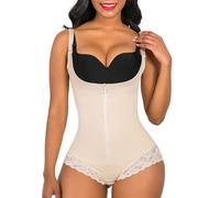 SHAPERX Shapewear for Women Tummy Control Fajas Colombianas Body Shaper Zipper Open Bust Bodysuit, Beige, XXL