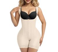 SHAPERX Shapewear for Women Tummy Control Fajas Colombianas Steel Boned Body Shaper Open Bust Bodysuit Postpartum Girdles Compression Garment Butt Lifter, UK-SZ7306-Beige-2XL
