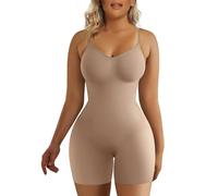 SHAPERX Shapewear for Women Tummy Control Seamless Body Shaper Compression Bodysuit Mid Thigh Butt Lifter Shorts, UK-SZ5218-Sienna-2-XXS/XS