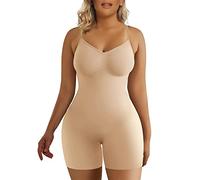 SHAPERX Shapewear for Women Tummy Control Seamless Body Shaper Compression Bodysuit Mid Thigh Butt Lifter Shorts, SZ5218, Beige, S/M