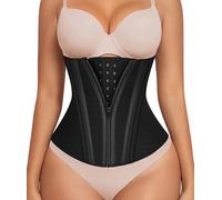 SHAPERX Waist Trainer for Women Underbust Corset Shapewear Tummy Control Workout Waist Cincher Body Shaper Zipper and Hooks, UK-SZ7310-Black-2XL