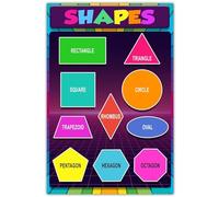 Shapes Learning Chart for Toddlers, Educational Math Poster for Kids, 2D Shapes Wall Decor for Preschool & Kindergarten Classroom(Framed,16x24inch(40x60cm))