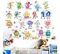 Shapes Number Wall Stickers for Classroom: Kids Room Nursery Playroom Preschool Daycare Kindergarten Wall Decals - Peel and Stick Colors Alphabet Letters Learning Educational