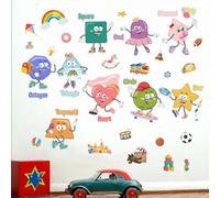 Shapes Number Wall Stickers for Kids: Peel and Stick Enlighten Learning Geometry Wall Decals - Wall Decor Art Kids Supplies Ages 1-12 Years