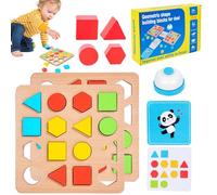 Shapes Puzzle - Geometric Wooden Building Blocks | Shape Matching Game - for 3+ Years Old Girls Kids Preschool Christmas Birthday Holiday