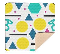 Shapes Shapes Yellow & Teal Pattern Soft Foam Baby Gym & Activity Mat for Indoor Outdoor Washable Baby Kick Crawling Mat for Baby Toddler Infant, 50'' x 50''