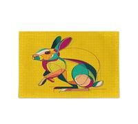 Shapes Stylized Rabbit on Yellow Jigsaw Puzzles Hard Impossible Difficult Challenging Family Puzzle 500 Piecing