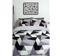 Shapes Teddy Duvet Cover Pillowcase Bedding Set OHS Light Grey Double