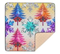 Shapes Tree & Snowflake Christmas Pattern Soft Thick Baby Play Mat for Indoor Outdoor Lightweight Tummy Time & Crawling Mat for Babies Infants Toddlers, 50'' x 50''
