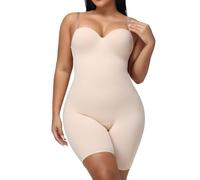 SHAPESHE Strapless Shapewear Bodysuit for Women Compression Tummy Control Seamless Underwired Corse Full Body Shaper, Tan, Medium