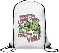 Shapeshifting Lizard People Control The World Funny Conspiracy Gym Sack Casual Drawstring Bag White