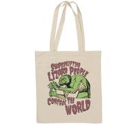 Shapeshifting Lizard People Control The World Funny Conspiracy Natural Cotton Tote Bag White