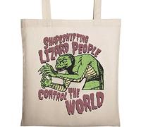 Shapeshifting Lizard People Control The World Funny Conspiracy Natural Ecological Cotton Tote Bag Beige
