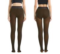 Shaping Fleece Lined Leggings for Women Compression Band & One Seam Option The Original Magic Snatch Waist Warm Bare-Leg Tights Pants Coffee