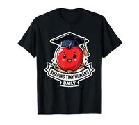 Shaping Tiny Humans Daily Funny Teacher Apple School Grad T-Shirt