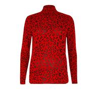 Shaposh Fashion® Women's Polo Roll Neck Long Sleeve Turtle Neck Jumper - Ladies Animal Print Mockneck Casual Top (Red Leopard, 8-10)