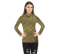 Shaposh Fashion® Women's Polo Roll Neck Long Sleeve Turtle Neck Jumper - Ladies Animal Print Mockneck Casual Top (Mustard Leopard, 16-18)