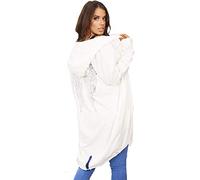 Shaposh Fashion® Women's Sequin Angel Wings Cardigan Oversized Hoodie - Ladies Baggy Jacket Hoody Front Open Sweatshirt Coat Top (White, XL)